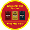 Emergency Pull Station - Keep Area Clear (Three Alarms) - Floor Sign