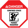 Danger: Confined Space - Permit Required (With Icon) - Floor Sign