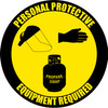 PPE Required - Face Protection, Gloves, Propane - Floor Sign