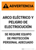 Warning: Arc Flash Shock Hazard - PPE Required Spanish - Portrait Wall Sign