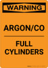 Warning: Argon/CO - Full Cylinders - Portrait Wall Sign Warning: Argon/CO - Full Cylinders - Portrait Wall Sign