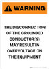 Warning: Disconnection of the Grounded Conductor - Portrait Wall Sign