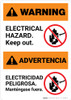 Warning: Electrical Hazard - Keep Out Bilingual Spanish - Portrait Wall Sign