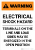 Warning: Electrical Shock Hazard - Energize Line and Load Sides - Portrait Wall Sign