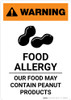 Warning: Food Allergy - Food May Contain Peanuts with Icon - Portrait Wall Sign