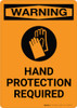 Warning: Hand Protection Required with Icon - Portrait Wall Sign