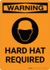Warning: Hard Hat Required with Icon - Portrait Wall Sign