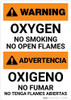 Warning: Oxygen - No Smoking - No open Flames - Bilingual Spanish - Portrait Wall Sign Warning: Oxygen - No Smoking - No open Flames - Bilingual Spanish - Portrait Wall Sign