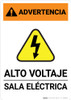 Warning: High Voltage - Electrical Room Spanish Landscape - Portrait Wall Sign