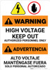 Warning: High Voltage Keep Out - Authorized Bilingual Spanish - Portrait Wall Sign Warning: High Voltage Keep Out - Authorized Bilingual Spanish - Portrait Wall Sign