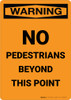 Warning: No Pedestrians Beyond This Point - Portrait Wall Sign Warning: No Pedestrians Beyond This Point - Portrait Wall Sign