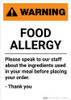 Warning: Food Allergy - Please Speak to Our Staff - Portrait Wall Sign