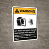 Warning: Arc Flash Shock Hazard - PPE Required ANSI - Portrait Wall Sign Warning: Arc Flash Shock Hazard - PPE Required ANSI - Portrait Wall Sign