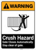 Warning: Crush Hazard Gate Closes Automatically ANSI - Portrait Wall Sign Warning: Crush Hazard Gate Closes Automatically ANSI - Portrait Wall Sign
