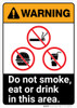 Warning: Do Not Smoke Eat or Drink in This Area ANSI - Portrait Wall Sign Warning: Do Not Smoke Eat or Drink in This Area ANSI - Portrait Wall Sign