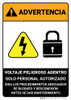 Warning: Hazardous Voltage Follow Lockout Procedures Spanish ANSI - Portrait Wall Sign