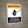 Warning: Hazardous Voltage - Keep Away Spanish ANSI - Portrait Wall Sign Warning: Hazardous Voltage - Keep Away Spanish ANSI - Portrait Wall Sign
