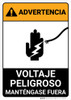 Warning: Hazardous Voltage - Keep Away Spanish ANSI - Portrait Wall Sign Warning: Hazardous Voltage - Keep Away Spanish ANSI - Portrait Wall Sign