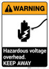 Warning: Hazardous Voltage Overhead - Keep Away ANSI - Portrait Wall Sign
