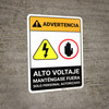 Warning: High Voltage - Keep Away Spanish - Portrait Wall Sign Warning: High Voltage - Keep Away Spanish - Portrait Wall Sign
