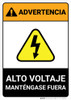 Warning: High Voltage - Keep Out Spanish ANSI - Portrait Wall Sign