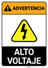 Warning: High Voltage Spanish ANSI - Portrait Wall Sign