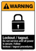Warning: Lockout Tagout Do Not Service with Graphic ANSI - Portrait Wall Sign