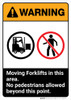 Warning: Moving Forklifts In This Area No Pedestrians ANSI - Portrait Wall Sign Warning: Moving Forklifts In This Area No Pedestrians ANSI - Portrait Wall Sign