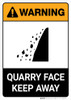 Warning: Quarry Face - Keep Away ANSI - Portrait Wall Sign