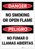 Danger: Bilingual Spanish No Smoking Open Flame - Label