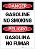 Danger: Bilingual Spanish Gasoline No Smoking - Label