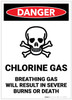 Danger: Chlorine Gas - Breathing Gas Will Result in Burns or Death - Label Danger: Chlorine Gas - Breathing Gas Will Result in Burns or Death - Label