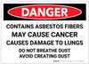 Danger: Contains Asbestos Fibers May Cause Cancer - Label Danger: Contains Asbestos Fibers May Cause Cancer - Label