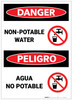 Danger: Non Potable Water (Bilingual Spanish) - Label