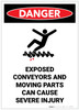 Danger: Exposed Conveyors and Moving Parts Can Cause Severe Injury Portrait - Label