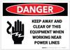 Danger: Keep Away and Clear of This Equipment When Working Near Power Lines - Label