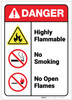 Danger: Highly Flammable No Smoking Open Flames ANSI - Label Danger: Highly Flammable No Smoking Open Flames ANSI - Label