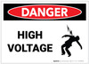 Danger: High Voltage with Graphic - Label