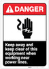 Danger: Keep Clear of Equipment Near Power Lines - Label