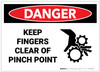 Danger: Keep Finger Clear Pinch Point - Label