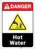 Danger: Hot Water ANSI - Label