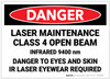 Danger: Laser Maintenance Class 4 Open Beam - Label Danger: Laser Maintenance Class 4 Open Beam - Label