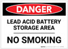 Danger: Lead Acid Battery Storage Area No Smoking - Label