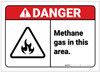 Danger: Methane Gas in This Area ANSI - Label Danger: Methane Gas in This Area ANSI - Label