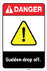 Danger: Sudden Drop Off ANSI - Label
