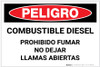 Danger: Combustible Diesel No Smoking No Open Flames - Spanish - Label