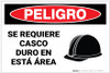 Danger: Hard Hat Required in This Area - Spanish - Label