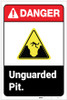 Danger: Unguarded Pit ANSI - Label