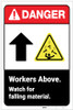 Danger: Workers Above Watch for Falling Material ANSI - Label