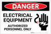 Danger: Electrical Equipment - Authorized Personnel Only with Hand Graphic - Label